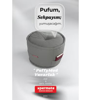 Dekoratif Yuvarlak Puf Orta Sehpa Puf 60x42 Cm Puffymod (Gri)