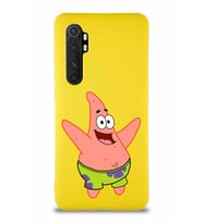 Xiaomi Mi Note 10 Lite Soft Premier Kapak Patrick Yıldız Tasarımlı Silikon Kılıf - Sarı (Şeffaf)
