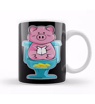 Funny Pig On Toilet Piggy Bank Potty Training Pun Kupa Bardak Porselen