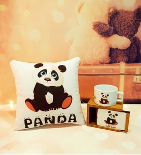 Happy Birthday Panda Yastık Ve Kutulu Kupa Doğum Günü Hediye Seti