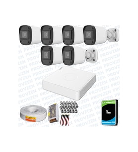 Provzen Hikvision Unv 6'lı Full HD Güvenlik Kamerası Set Gece Görüş, Mikrofon, Olay Anında Bildirim