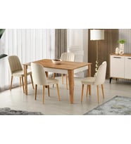 Anka Milano Açılır Yemek Masa Sandalye Takımı 90x145 (Kahverengi - Bej)