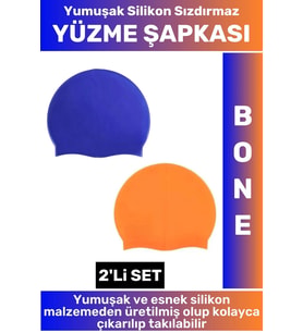 Özel Üretim Su Geçirmez Elastik Yumuşak Yüzücü Havuz Deniz Yüzme Şapkası Silikon Bone 2'Li SET