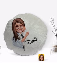 BK Gift Kişiye Özel İsimli Kız Çocuk Karikatürlü Yuvarlak Dekoratif Kırlent Yastık-1