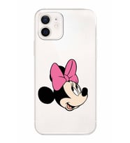 Apple iPhone 12 Uyumlu Kamera Korumalı Tıpalı Kapak Minnie Mouse TasarımlıŞeffaf Kılıf