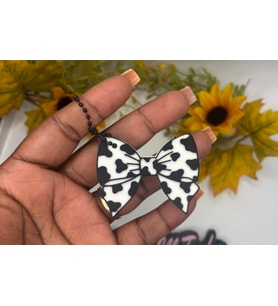 İnek Deseni (Cow Print) Fiyonk Anahtarlık ve Çanta Aksesuarı