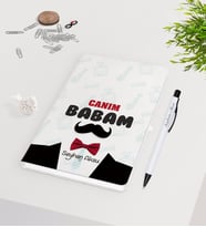 BK Gift Kişiye Özel Canım Babam Tasarımlı Beyaz Defter Kalem Seti - Model 1