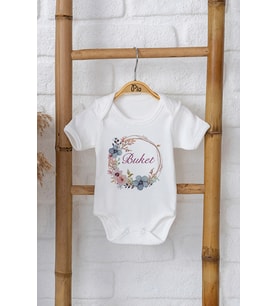Pia Baby Premium %100 Pamuk İsme Özel Organik Baskılı Çıtçıtlı Bebek Body Zıbın Modelleri 5029-16 (Ekru)