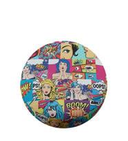 Pop Art Desenli 40*40 Yuvarlak Puf