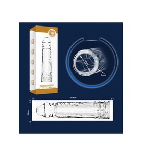 Sleeve Damarlı Dolgulu 4cm Uzatmalı Şeffaf Silikon Penis Kılıfı