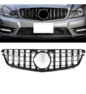 S-Dizayn Mercedes C-Class W204 Ön Panjur Parlak Siyah Piano Black GTR Model 2007-2014 (Karışık)