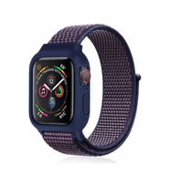 Mey İthalat® Watch 38Mm Hasırlı Cırtcırtlı Kasalı Kordon - Lacivert-Mürdüm
