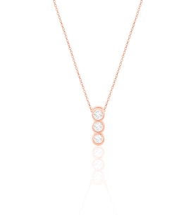 Su Yolu Gümüş Kolye Üç Sıralı Zirkon Taşlı Rose 925 Ayar ST084