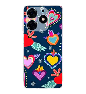 PrintiFy Tecno Spark 10 Pro ile Uyumlu Retro Color 3  Kamera Korumalı Şeffaf  Kılıf