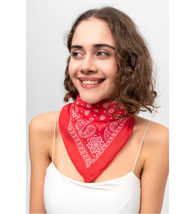 Kırmızı Beyaz Paisley Desenli Bandana