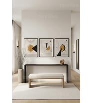 Modern Minimalist Soyut Geometrik 3’lü Ahşap Çerçeveli Tablo Seti