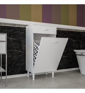 Modilayn Sepetli Kirli Çamaşır Dolabı Banyo Dolabı Sepetli Mutfak Dolabı Çok Amaçlı Dolap (Beyaz)