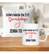 Dünyanın En İyi Dermatoloğu Baskılı Kişiye Özel Kupa Bardak Ve Saten Yastık