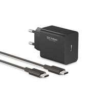 SChitec 45W Type-C Çıkışlı Hızlı Şarj Aleti Type-C to Type-C Kablolu Set Siyah SC008
