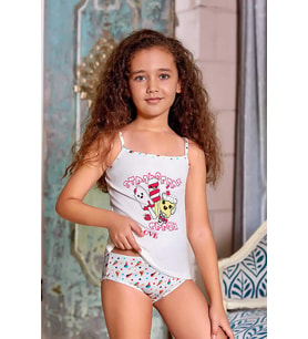 Kız Çocuk Çilekli Dondurma Baskılı Kız Çocuk Slip Takım Berrak-5531 (Ekru)