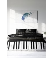Çift Kişilik ( Lastikli Çarşaflı ) %100 Pamuk Saten Nevresim Takımı Piano