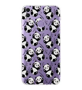 Huawei Honor 8c  Kamera korumalı Kapak Panda Tasarımlı  Şeffaf Kılıf