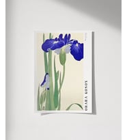 Çerçevesiz Poster Ohara Koson Mavi Irisler (Çok Renkli)
