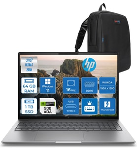 Hp Zbook 8 G1I Ultra 7 265H 64GB Ddr5 1tb SSD 4GB/RTXA500 16" Wuxga Düşük Mavi Işık 400NIT %100 Srgb Windows 11 Pro Taşınabilir Iş Istasyonu B30HHESP22 + Zettaçanta