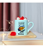 En Süper Anne Tasarımlı Kişiye Özel Yeşil Türk Kahvesi Fincanı