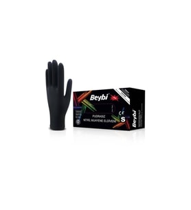 BEYBİ MUAYENE ELDİVENİ PUDRASIZ NİTRİL SİYAH SMALL 100'LÜ