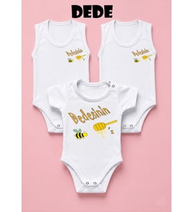 NSR Tasarım Hediye Dede Seri Baskılı Yazılı Kız Bebek Body Zıbın Çoklu Seriler