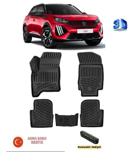Peugeot 2008 (1.2 Hybrid) 2019 Sonrası Uyumlu 3D Havuzlu Paspas ASMA KOKU VE NUMARATÖR HEDİYELİ