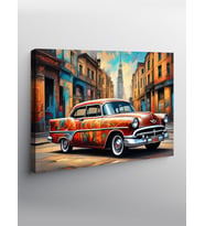 Kanvas Tablo Kırmızı Retro Klasik Araba