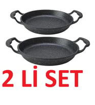 2 Lİ Tam Döküm BİO Granit 18+20 CM Sahan 3 MM Tava kapsül Taban siyah