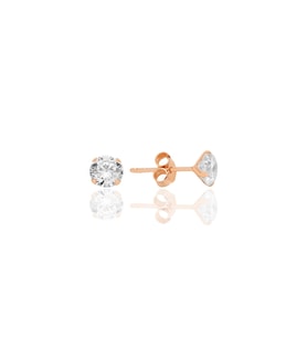 Gümüş zirkon taşlı,rose yuvarlak kesim 5 mm tektaş küpe SGTL12746ROSE