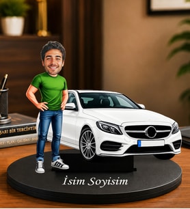 Kişiye Özel Araba Biblosu – İsimli Karikatürlü Otomobil Temalı Dekoratif Hediye Erkek Sevgiliye Özel Hediye