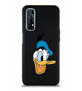 Realme 7 Soft Premier Kapak Donald Duck-A Tasarımlı Silikon Kılıf - Siyah (Şeffaf)