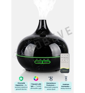 550 ml Otomatik Hava Nemlendirici Buhar Makinesi Siyah Mermer