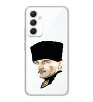 Samsung Galaxy A55 Uyumlu Mustafa Kemal Atatürk Desenli Şeffaf Telefon Kılıfı