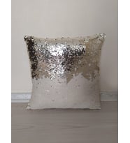 YILMAZHOME Pullu Payetli Kırlent Kılıfı - (Kemik-Light Gold)
