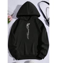 Unisex Oversize Butterfly Song Baskılı Sweatshirt (Siyah)