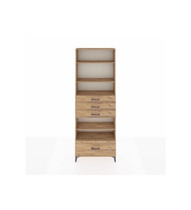 Arges Dolap 5 Raflı 4 Çekmeceli 88x30x243 Çam-Çam