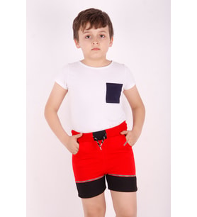 Toontoy Erkek Çocuk Sport Şeritli Garnili Şort (Bordo)