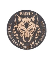 Kurt Kışı Geçirir Ama Yediği Ayazı Unutmaz -Yuvarlak  Deri Peç - Arma - Wolf Leather Patch (Bej)
