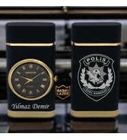 İsme Özel Polis Özel Harekat Logolu Saatli Çakmak Rüzgarda Sönmeyen Turbo Jet Özellikli - Kutulu Ve Hediye Paketinde