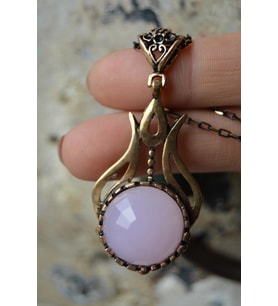 STONEAGE Pembe Kuvars Bronz Bayan Kolye