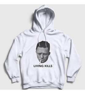 Presmono Unisex Beyaz Living Kills Albert Camus Kapüşonlu Sweatshirt 554098tt