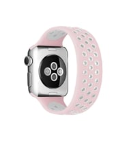 Uray store Apple Watch 38mm Ayarlı Delikli Silikon Kordon - Pembe-Beyaz