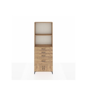 Arges Dolap 2 Raflı 4 Çekmeceli 2 Kapaklı 88x30x243 Çam-Çam