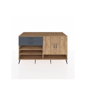 Kronos Konsol 4 Raflı 2 Çekmeceli 2 Kapaklı 176x59x99 Çam-Çam/Antrasit
